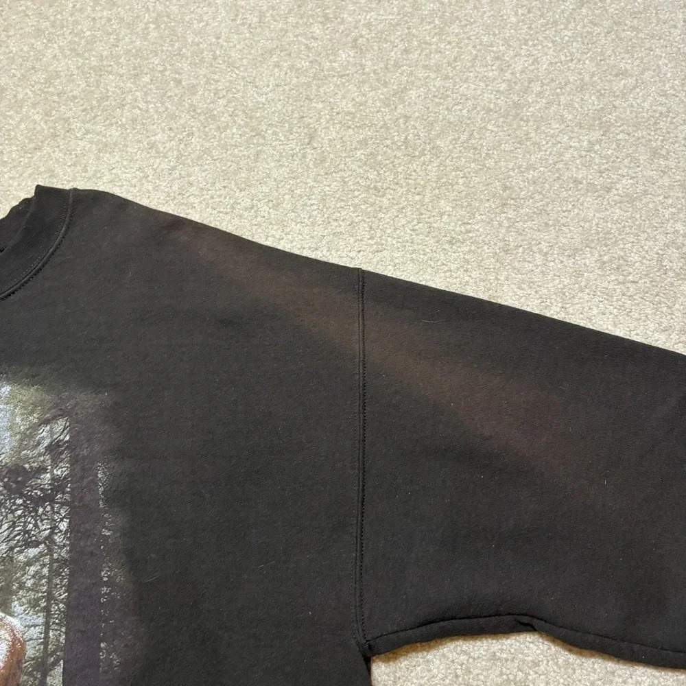 Deer Sweatshirt Mens XL Brown Buck Nature Forest Graphic Fleece Crewneck Hunting
